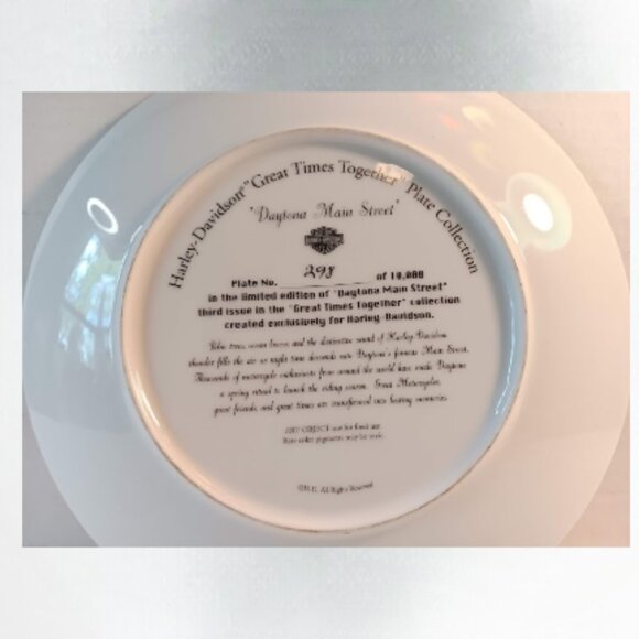 Harley Davidson Collectors plate Main Street Daytona Beach #298 out of 10,000 - Picture 2 of 3